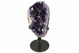 Dark Purple Amethyst Geode On Metal Stand - Uruguay #99894-1